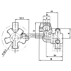 Chorro con membrana antigoteo - (COMPACT-JET) 3 vías D 1/2" GAS F 10 mm 26303 ARAG