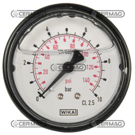 Glycerin pressure gauge Ø 63 mm Rear connection 1/4" Gas Scale 0÷10 Bar 26724 Wika | NewgardenAgri.com