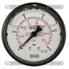 Glycerin-Manometer Ø 63 mm Rückseitiger Anschluss 1/4" Gasskala 0–25 bar 26725 Wika | NewgardenAgri.com