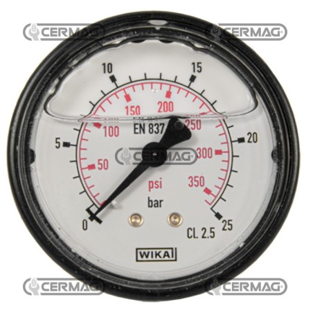 Glycerin pressure gauge Ø 63 mm Rear connection 1/4" Gas Scale 0÷25 Bar 26725 Wika | NewgardenAgri.com
