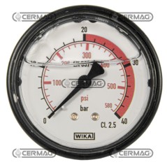 Glycerin-Manometer Ø 63 mm Rückseitiger Anschluss 1/4" Gasskala 0–40 bar 26726 Wika | NewgardenAgri.com