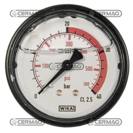 Manomètre à glycérine Ø 63 mm Raccord arrière 1/4" Échelle à gaz 0÷40 bar 26726 Wika | NewgardenAgri.com
