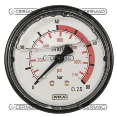 Glycerin pressure gauge Ø 63 mm Rear connection 1/4" Gas Scale 0÷80 Bar 26728 Wika | NewgardenAgri.com