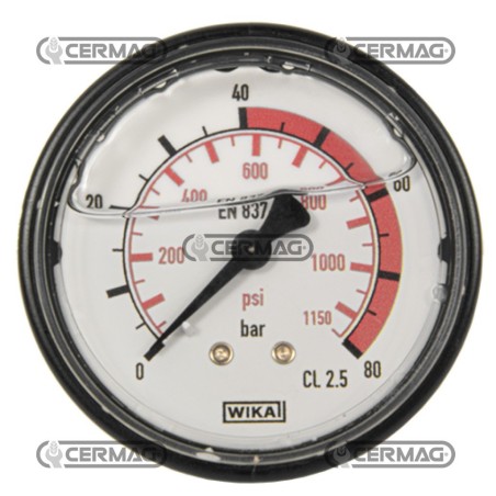 Glycerin-Manometer Ø 63 mm Rückseitiger Anschluss 1/4" Gasskala 0–80 bar 26728 Wika | NewgardenAgri.com