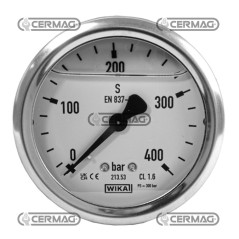 Glycerin pressure gauge Ø 63 mm Rear connection 1/4" Gas Scale 0÷400 Bar 27365 Wika | NewgardenAgri.com