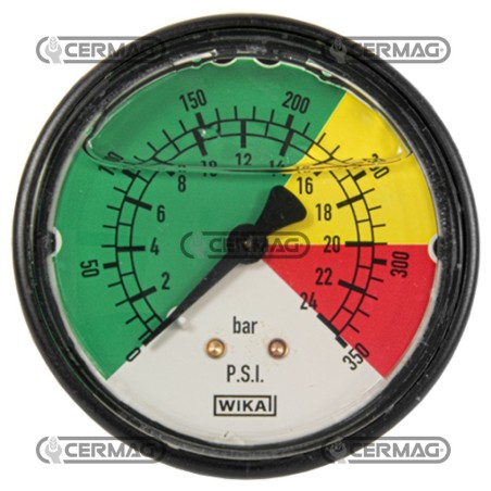Isodiametrisches Glycerin-Manometer Ø 63 mm Rückseitiger Anschluss 1/4" Gasskala 0–25 bar 28345 Wika | NewgardenAgri.com