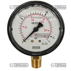 Manomètre à glycérine Ø 63 mm Raccord vertical 1/4" Échelle à gaz 0 à 16 bar 25134 Wika | NewgardenAgri.com