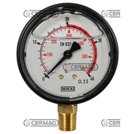 Glycerin pressure gauge Ø 63 mm Vertical connection 1/4" Gas Scale 0÷40 Bar 25233 Wika | NewgardenAgri.com