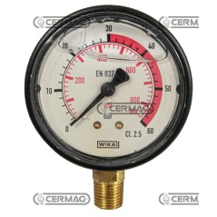 Glycerin-Manometer Ø 63 mm Vertikaler Anschluss 1/4" Gasskala 0–60 bar 25234 Wika | NewgardenAgri.com