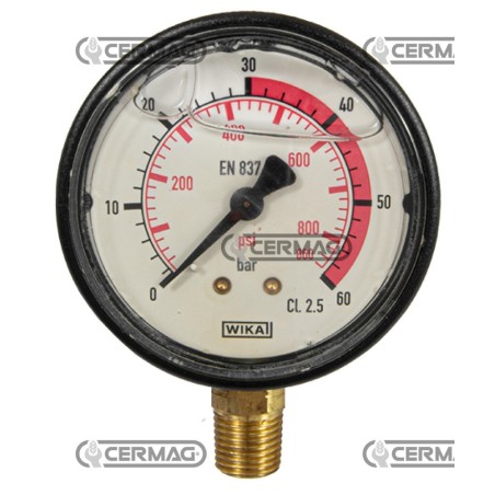 Glycerin-Manometer Ø 63 mm Vertikaler Anschluss 1/4" Gasskala 0–60 bar 25234 Wika | NewgardenAgri.com