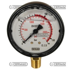 Glycerin-Manometer Ø 63 mm Vertikaler Anschluss 1/4" Gasskala 0–160 bar 25238 Wika | NewgardenAgri.com