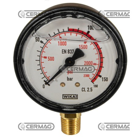 Glycerin pressure gauge Ø 63 mm Vertical connection 1/4" Gas Scale 0÷160 Bar 25238 Wika | NewgardenAgri.com