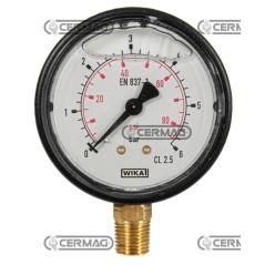 Glycerin pressure gauge Ø 63 mm Vertical connection 1/4" Gas Scale 0÷6 Bar 25593 Wika | NewgardenAgri.com