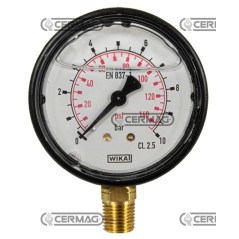 Glycerin pressure gauge Ø 63 mm Vertical connection 1/4" Gas Scale 0÷10 Bar 25594 Wika | NewgardenAgri.com