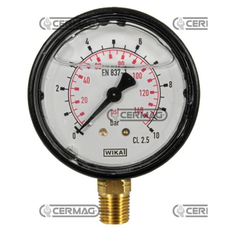 Glycerin-Manometer Ø 63 mm Vertikaler Anschluss 1/4" Gasskala 0–10 bar 25594 Wika | NewgardenAgri.com
