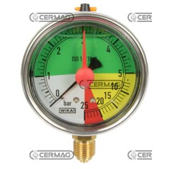 Isodiametric glycerine pressure gauge Ø 63 mm Vertical connection 1/4" Gas Scale 0÷5/25 Bar 26361 Wika | NewgardenAgri.com