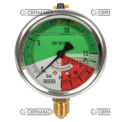 Isodiametrisches Glycerin-Manometer Ø 63 mm Vertikaler Anschluss 1/4" Gasskala 0–15/60 bar 26362 Wika | NewgardenAgri.com
