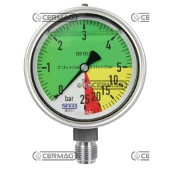 Manomètre isodiamétrique à glycérine Ø 100 mm Raccord vertical 1/2" Échelle gaz 0÷5/25 bar 26723 Wika | NewgardenAgri.com