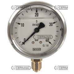 Glycerin-Manometer Ø 63 mm Vertikaler Anschluss 1/4" Gasskala 0–40 bar 26733 Wika | NewgardenAgri.com