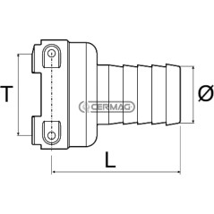 Raccordo portagomma dritto attacco femmina Attacco T6 Diametro 40 mm 27589 ARAG