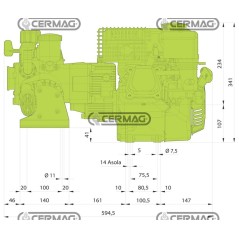 3-diaphragm motor pump Model AR 303 - Rato EHR 180 4T - 6 Hp 27662 ANNOVI REVERBERI