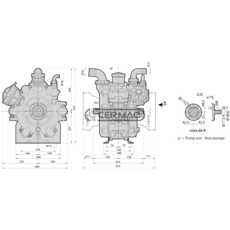 Bomba de diafragma de baja presión - AR250BP C/C Material ALUMINIO PLASTIFICADO 27279 ANNOVI REVERBERI