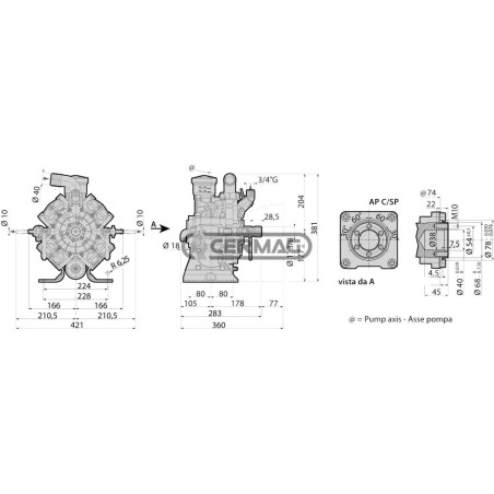 Bomba de diafragma de alta presión - AR1064 C/SP Material ALUMINIO 27299 ANNOVI REVERBERI