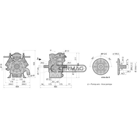 Bomba de diafragma de alta presión - AR1203 C/C Material ALUMINIO 27300 ANNOVI REVERBERI