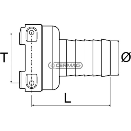 Raccordo portagomma dritto attacco femmina Attacco T7 Diametro 45 mm 27770 ARAG