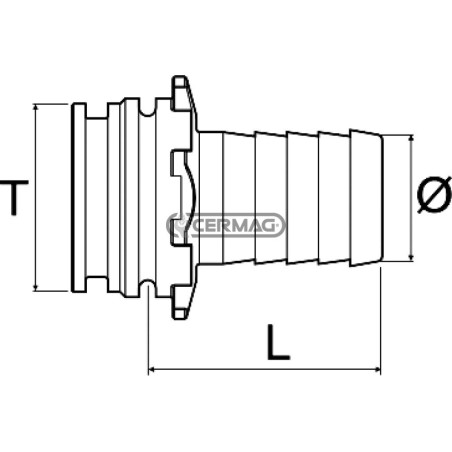 Raccordo portagomma dritto attacco maschio Attacco T4 Diametro 25 mm 27788 ARAG
