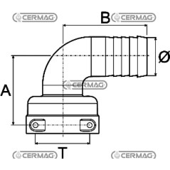 Raccordo portagomma 90° attacco femmina Attacco T5 Diametro 25 mm 27825 ARAG