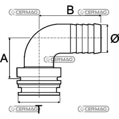 Raccordo portagomma 90° attacco maschio Attacco T6 Diametro 40 mm 27868 ARAG