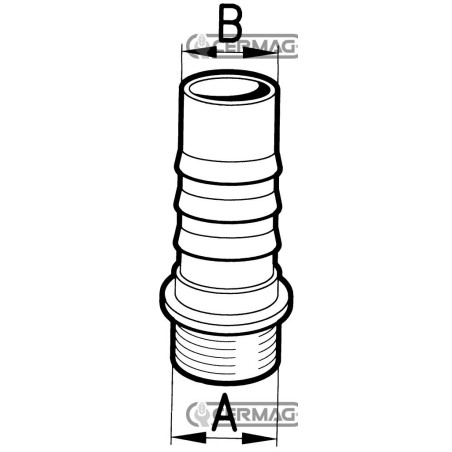 Raccordo portagomma dritto Attacchi 3/4" Gas - 16 mm 25607