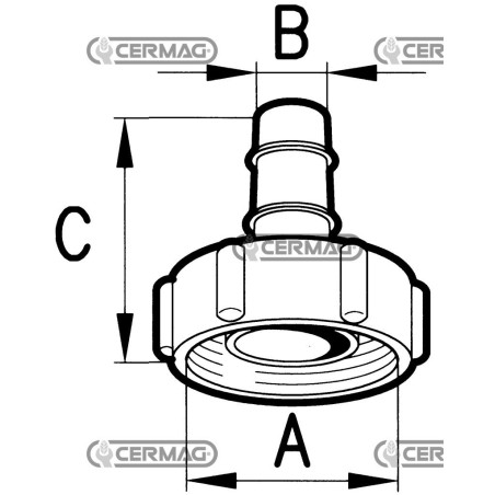 Raccordo portagomma dritto con girello Filettatura - A Femmina - 1" Gas Diametro del portagomma 25 mm 25617