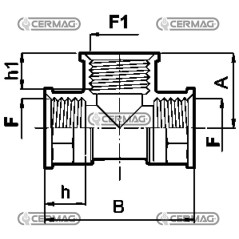 Raccordo "T" FEMMINA Filettatura 1/2" Gas 26941 ARAG