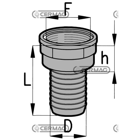 Raccordo portagomma diritto Filetto Interno - 1/2" Gas Diametro 15 mm 26565 ARAG