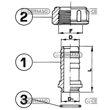 Raccordo portagomma dritto per girello Filetto Girello - 3/4" Gas Diametro 20 mm 26925 ARAG