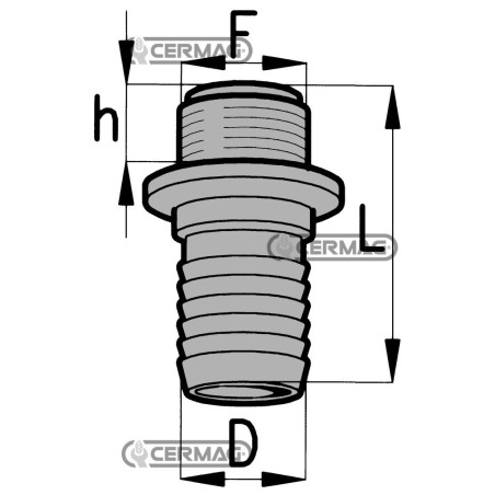 Raccordo portagomma diritto Filetto Esterno - 1" Gas Diametro 32 mm 928107 ARAG