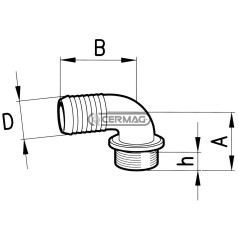 RACCORDO PORTAGOMMA CURVO CON FILETTO MASCHIO 25563