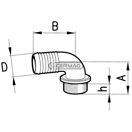 RACCORDO PORTAGOMMA CURVO CON FILETTO MASCHIO 25567