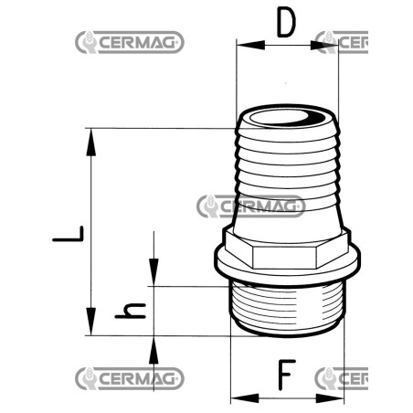 RACCORDO PORTAGOMMA DIRITTO CON FILETTO MASCHIO 25555