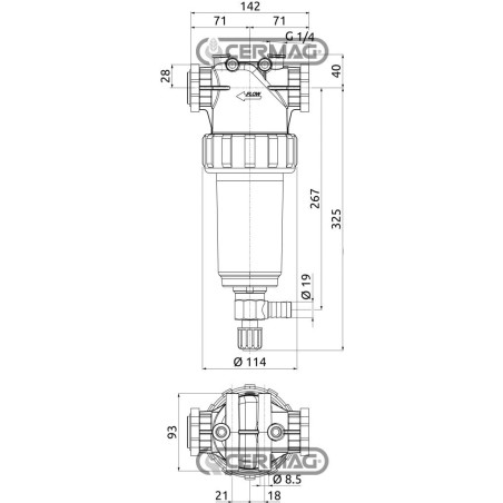 Selbstreinigender Inline-Filter, Flanschanschluss 463/471, Edelstahlgewebe 50 Mesh, 911486 ARAG