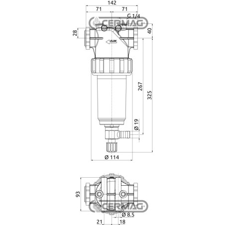 Selbstreinigender Inline-Filter, Flanschanschluss 473, Edelstahlgewebe 50 Mesh 911487 ARAG