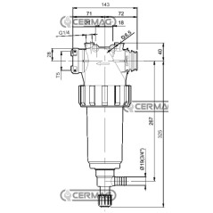 Selbstreinigender Inline-Filter, T5-Anschluss, Edelstahlgewebe 80 Mesh – 200–280 l/min, 27648 ARAG