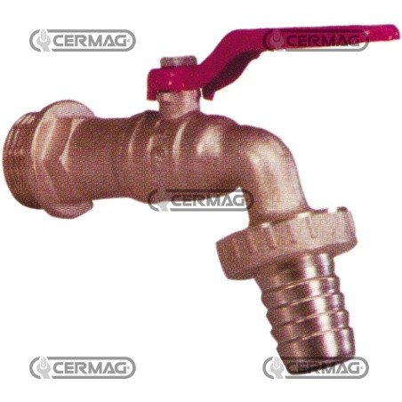 Rubinetto a sfera curvo con portagomma Filettatura Esterna - 1" Gas 26541 | NewgardenAgri.com