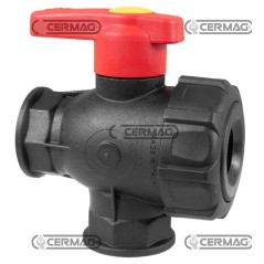 Vanne à bille à 3 voies à débit continu, raccord fileté interne pour gaz 3/4", référence ARAG 26522 | NewgardenAgri.com