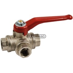 3-way ball valve with reduced bore, “L” shaped, 3/4" Gas internal thread connection 27626 | NewgardenAgri.com