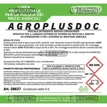 AGRO PLUS DOC Détachant pour pesticides - 5 L 28637 CERMAG