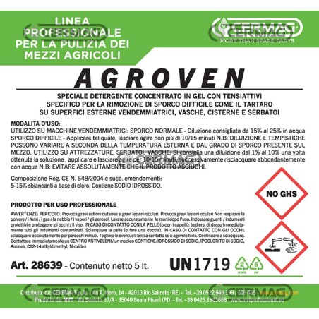 Detartarizzante concentrato per vendemmiatrici AGRO VEN - 5 L 28639 CERMAG