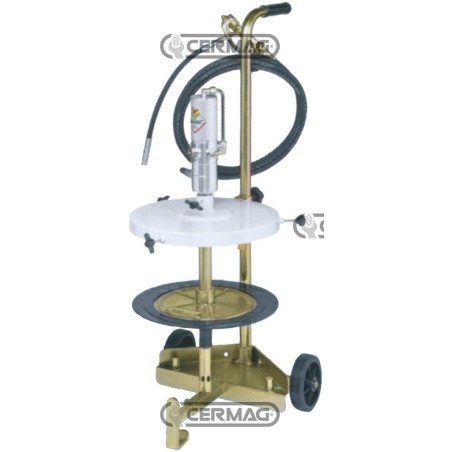 Bomba neumática de grasa para bidones con carro. Capacidad: 50-60 kg. Para bidones de Ø 370 ÷ 420 mm. 20252 Raasm | Newgarden...